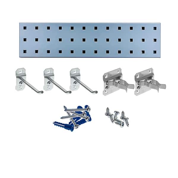 Triton Products Silver Tool Pegboard Kit with (1) 18 in. x 4.5 in. Steel Square Hole Pegboard and 5-Piece LocHook Assortment