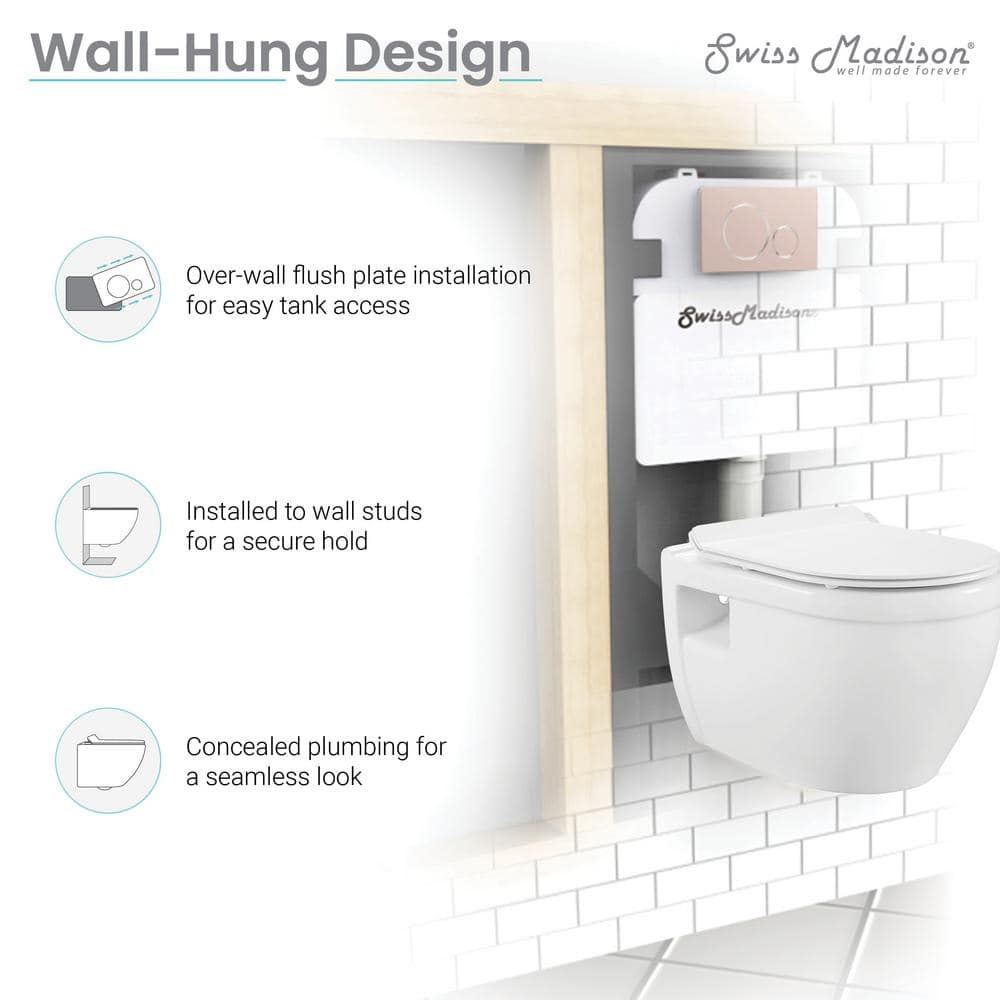 Glossy White Ceramic Wall Mounted Elongated Toilet