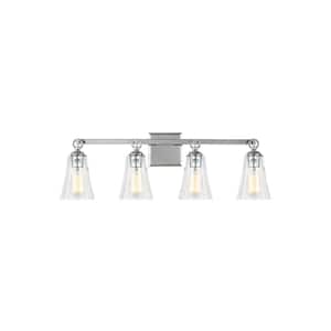Monterro 30 in. W. 4-Light Chrome Vanity Light with Clear Seeded Glass Shades