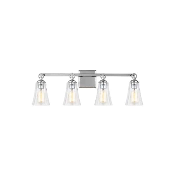 Generation Lighting Monterro 30 in. W. 4-Light Chrome Vanity Light with Clear Seeded Glass Shades