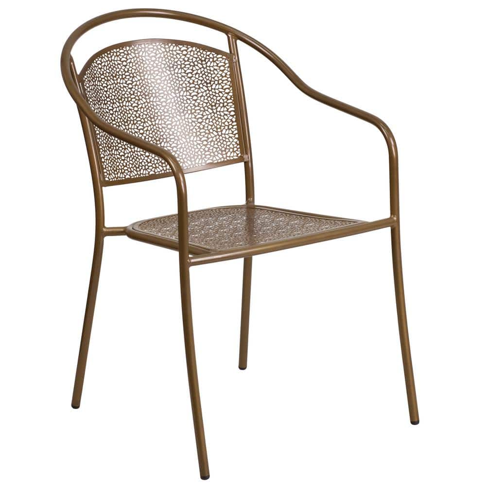 Carnegy Avenue Metal Outdoor Dining Chair in Gold CGAXU178158GOHD The Home Depot