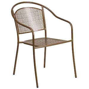 Metal Outdoor Dining Chair in Gold
