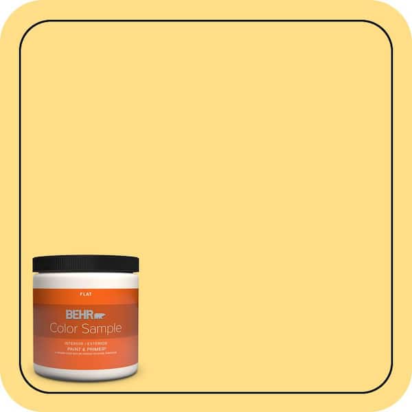 BEHR PREMIUM PLUS 8 oz. #330B-5 Yellow Corn Flat Interior/Exterior Paint & Primer Color Sample