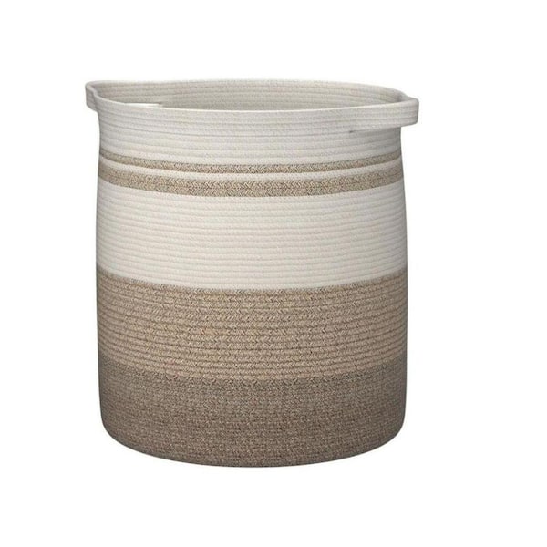 Yellow 80L Round Cotton Laundry Baskets Hamper with Handles (1-Pack)