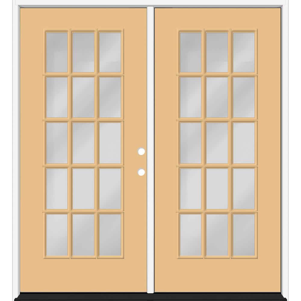 Reliant 64 in. x 80 in. Full Lite 15L Clear Glass LHIS Jackfruit Finish Fiberglass Double Prehung Front Door 6 in. Jamb price history on PriceWatchPro