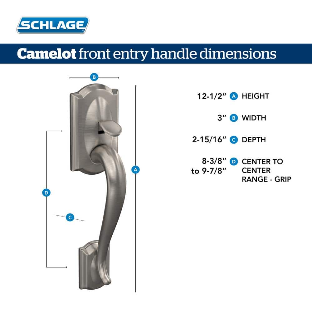 Camelot Bright Brass Exterior Door Handleset with Georgian Knob