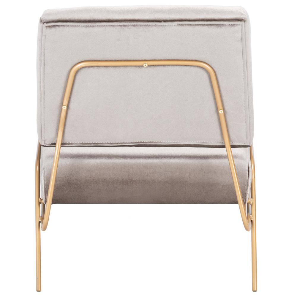 Romilly 32" Slipper Accent Chair in Gray Velvet and Gold Metal