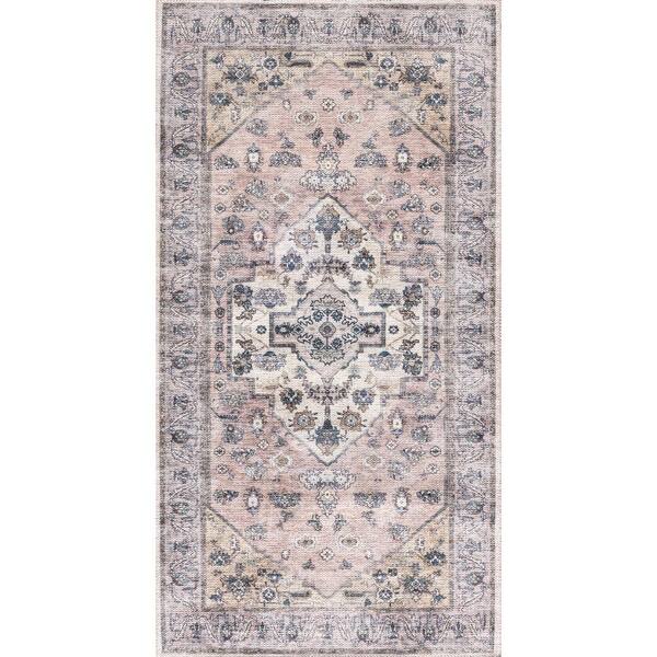 Farmhouse Moroccan Runner Rug,Washable Entry Bath Rug Non-Slip 2x4  Grey/White