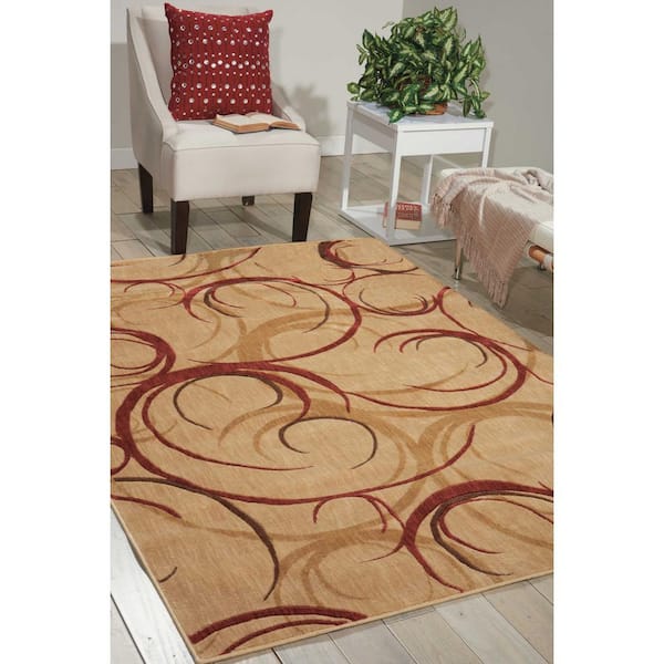 Somerset Beige 8 ft. x 11 ft. Floral Contemporary Area Rug