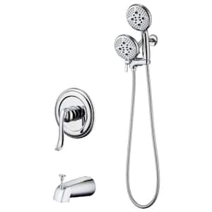 Single-Handle 24-Spray Tub and Shower Faucet Handheld Combo with 5 in. Shower Head in Chrome (Valve Included)