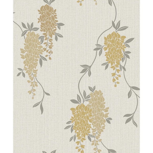 Fine Decor Aisla Yellow Wisteria Non-Pasted Wallpaper Sample