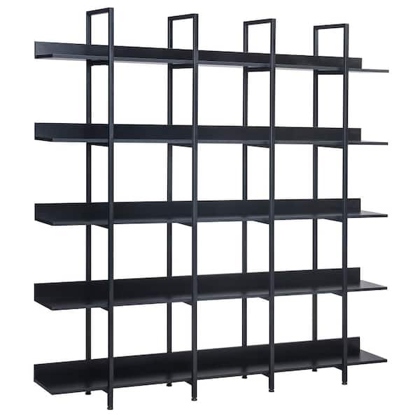 Asucoora Giltner 71 in.Black Metal 5-Shelf Etagere Bookcase.with Open Back