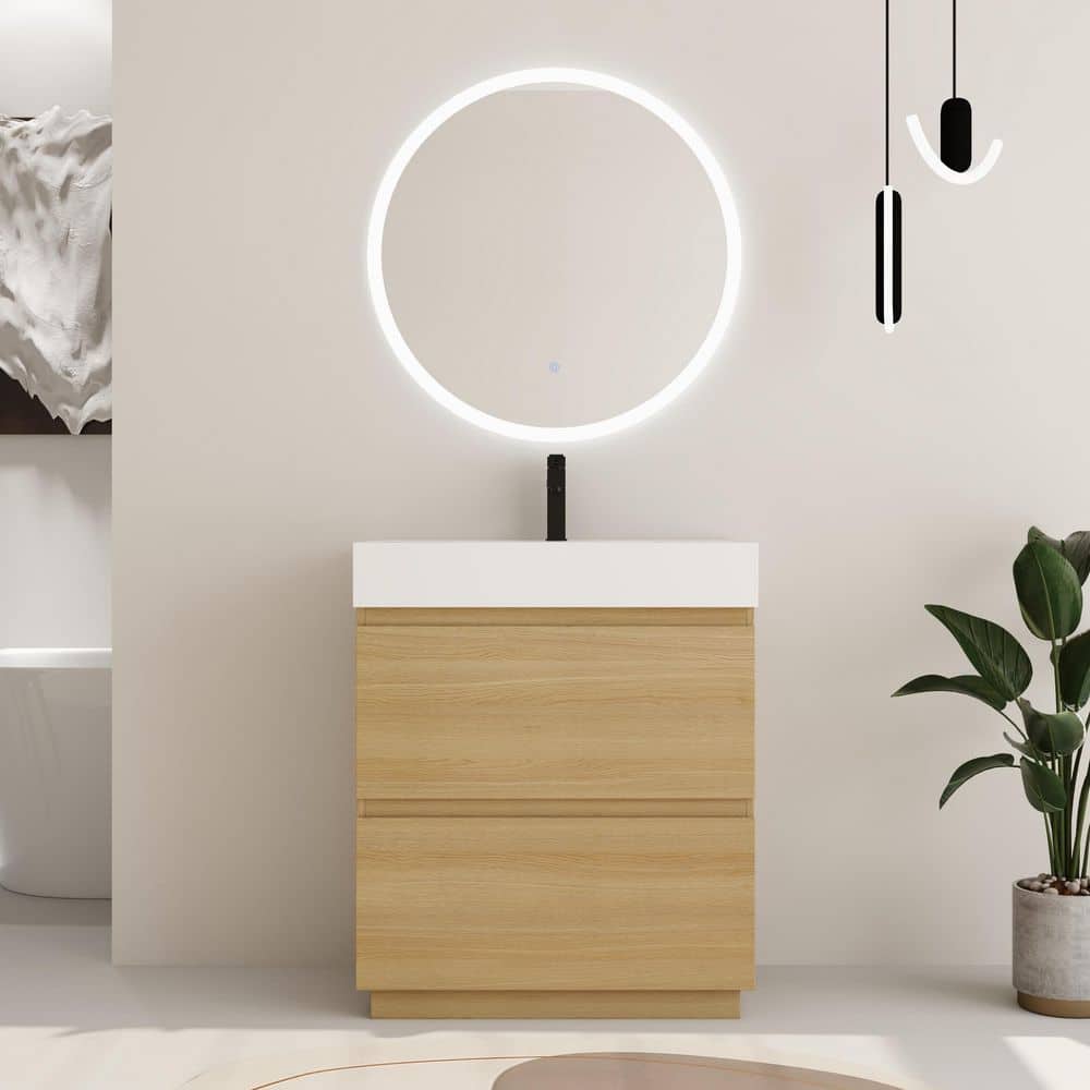 29.53 in.W x 18.11 in.D x 35.35 in.H Freestanding Bath Vanity in Light Brow