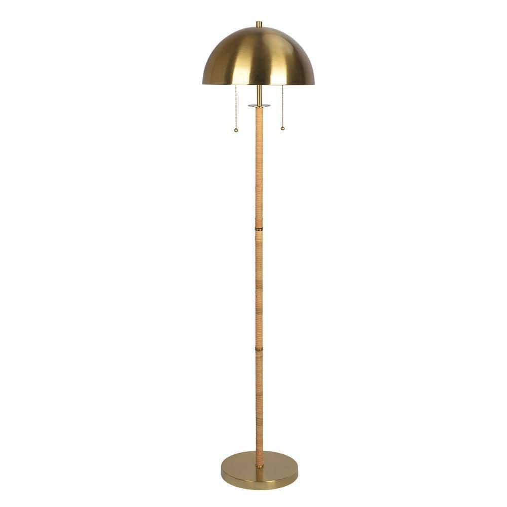 57.50 in. Gold Modern 2-Light Smart 1-Way (On/Off) Standard Floor Lamp for Living Room with Metal Dome Shade price history on PriceWatchPro
