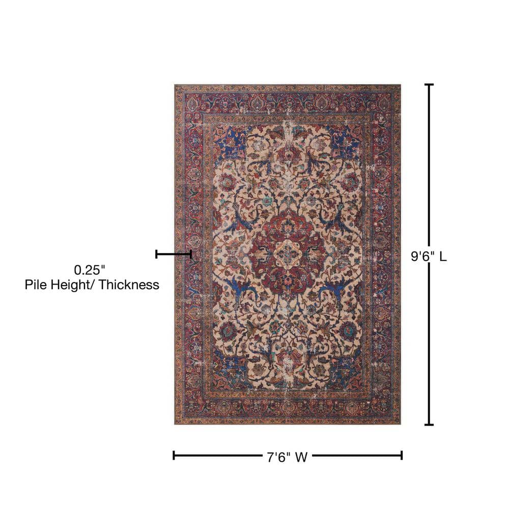 Multicolor Hand-Knotted Wool and Synthetic Area Rug 7'6" x 9'6"