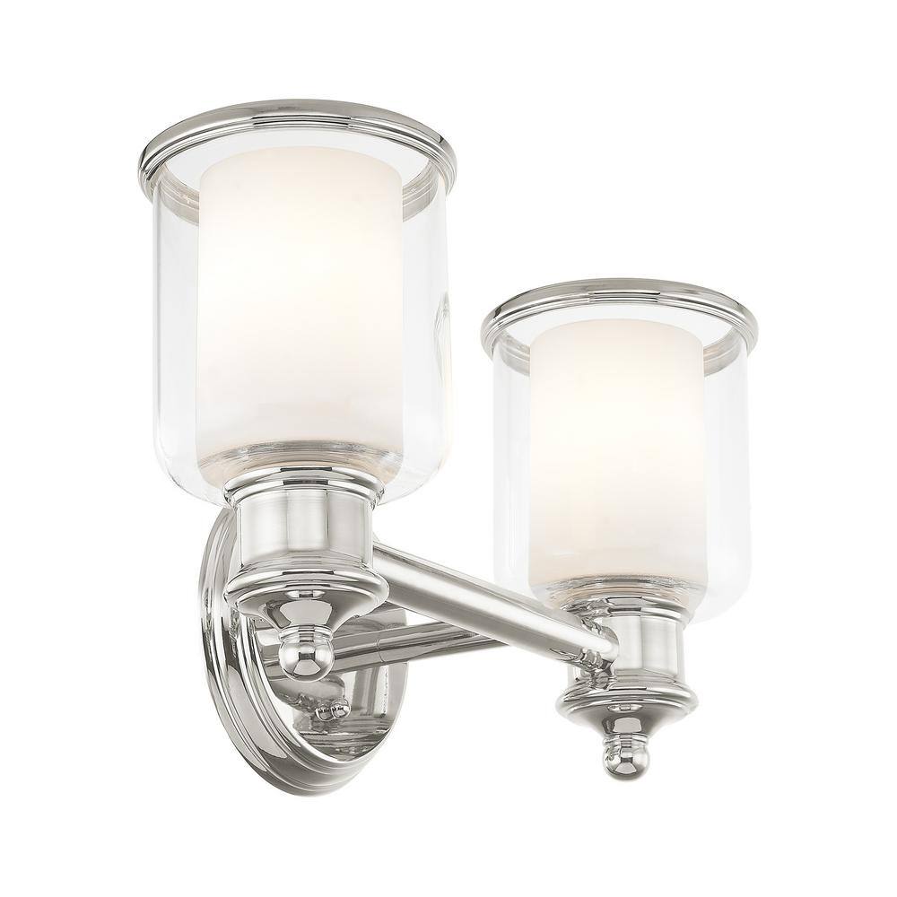 Polished Nickel 2-Light Vanity with Steel Frame