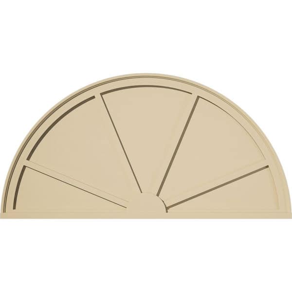 50 in. W x 25 in. H x 2 in. P Half Round 4 Spoke Signature Urethane Pediment, Primed Tan