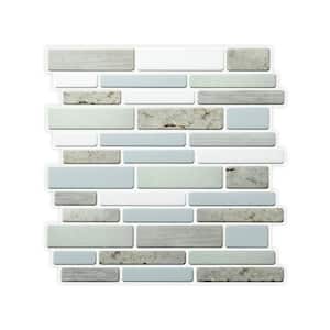 Thickened Jade/Blue/White 12 in. x 12 in. Vinyl Peel and Stick Tile for Kitchen, Bathroom (10 sq. ft./Box)