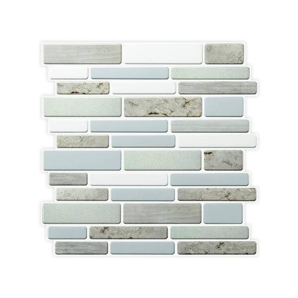 Art3d Thickened Jade/Blue/White 12 in. x 12 in. Vinyl Peel and Stick Tile for Kitchen, Bathroom (10 sq. ft./Box)