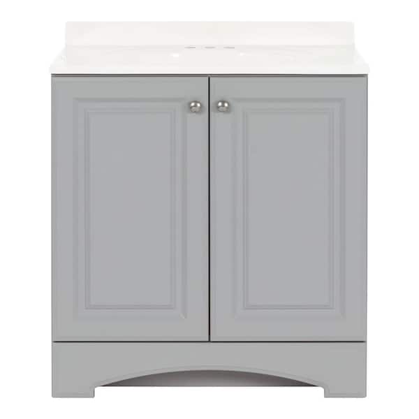 31 in. Single Sink Pearl Gray Bath Vanity with White Cultured Marble Top (Assembled)