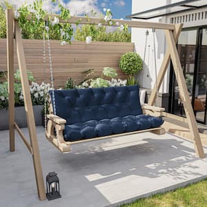 60 in. x 40 in. x 5 in. 2-3 Seater Contoured Replacement Outdoor Porch Swing Cushion with Backrest Bench Cushion Navy