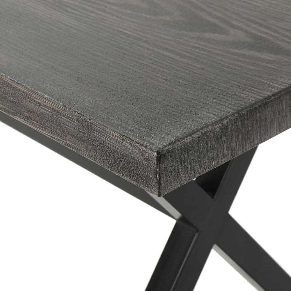 Rosarito Modern Industrial Aluminum and Steel Outdoor Dining Bench - Gray/Black