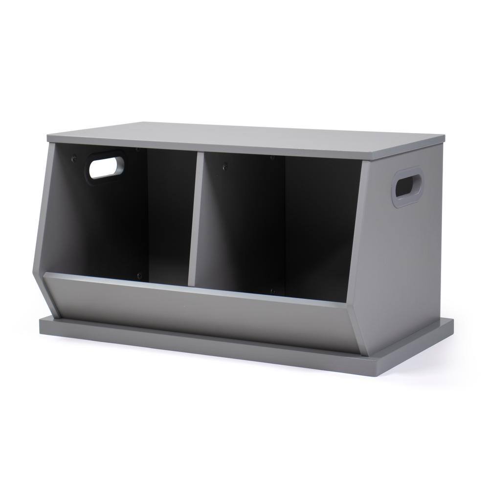 Humble Crew Grey Wood Toy Storage Cubby and Kids Bookcase VB72223 The