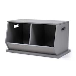 Grey Wood Toy Storage Cubby and Kids Bookcase