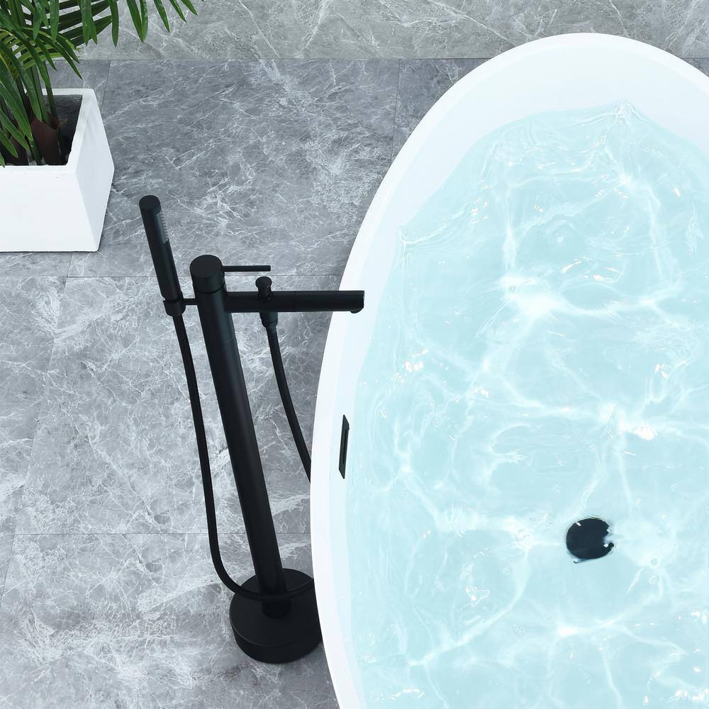 Matte Black Freestanding Tub Filler with Handshower