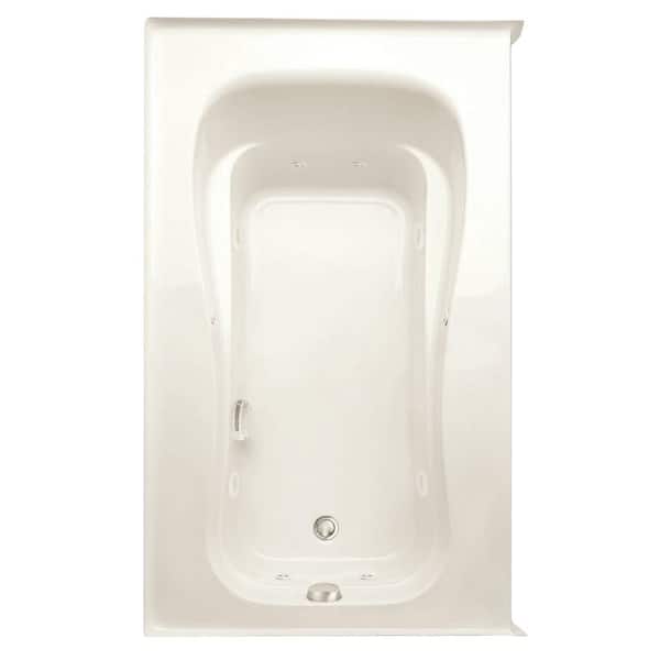 Aquatic Novelli 60 in. Acrylic Whirlpool Bathtub Left Drain Rectangular Alcove in Biscuit