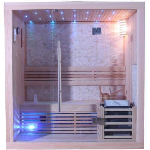 Westlake 3-Person Traditional Sauna with Cultured Stone and Hardwood