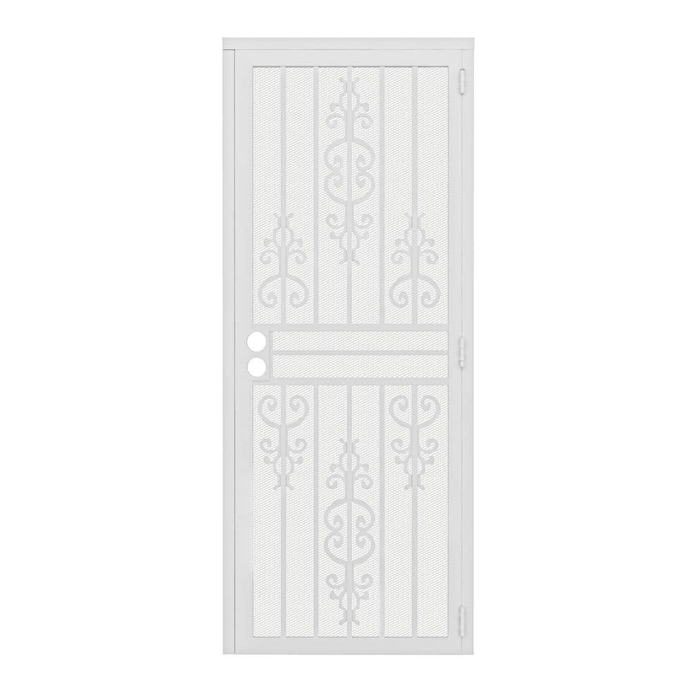32 in. x 80 in. Universal/Reversible Hinging White-Ornamental Steel Security Door w/Expanded Metal Screen(No Lock) price history on PriceWatchPro