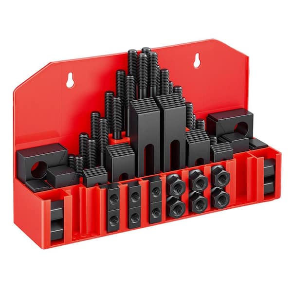 58 Piece 5/8 in. T-Slot Clamping Kit Hold Down Clamp 1/2 in.-13 Stud Size, Standard Milling Machine, Drill Press