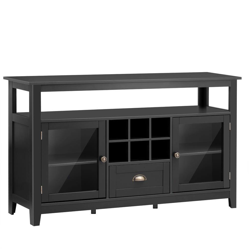 51.2 in. W x 15 in. D x 30 in. H Bathroom Black Linen Cabinet