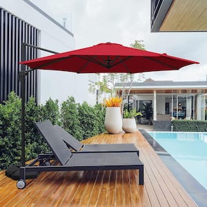 10 ft. Cantilever Patio Umbrella with Foot Pedal in Red