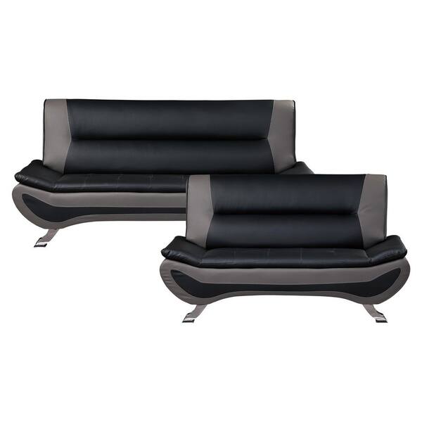 EVERGLADE HOME Emerson 140 in. W Armless Faux Leather Rectangle Sofa in Multi-Colored