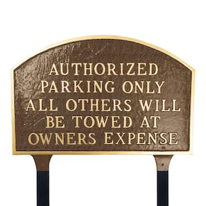 Authorized Parking Only All Others Will Be Towed Large Arch Statement Plaque with Lawn Stakes - Hammered Bronze