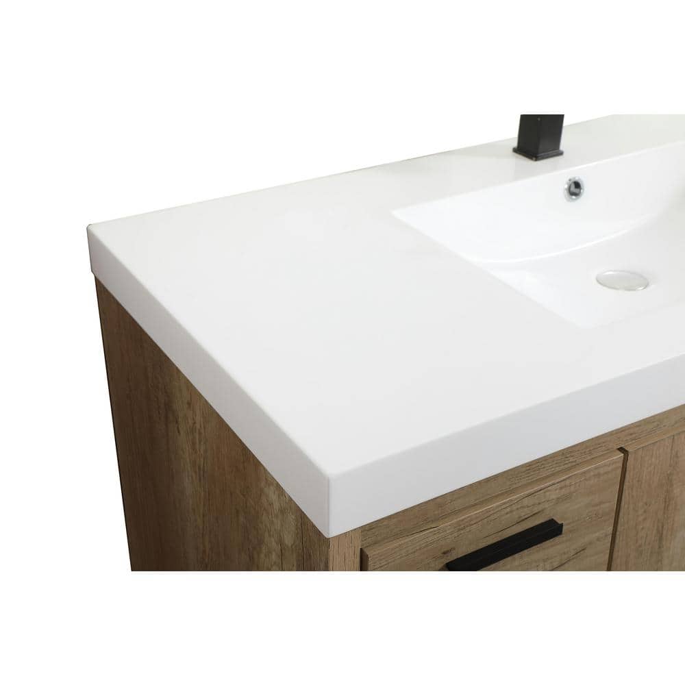 48" Natural Oak Single Bathroom Vanity with White Resin Top