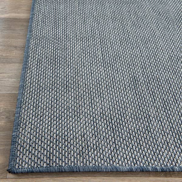 Blue 8 ft. x 10 ft. Bahama Contemporary Solid Indoor/Outdoor Area Rug