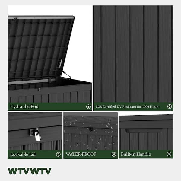 WTVWTV 200 Gal. Outdoor Waterproof Resin Storage Deck Box