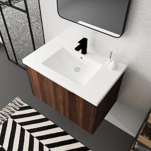 18.10 in. W x 29.50 in. D x 19.30 x in. H Single Sink Floating Bath Vanity in white with white Wood Top