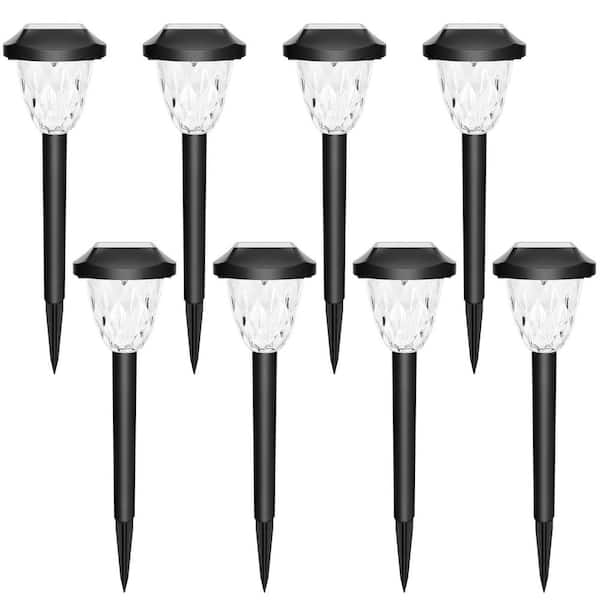 GIGALUMI Outdoor Solar 2 Lumen Black Integrated LED Cold White Landscape Path Light (8-Pack)
