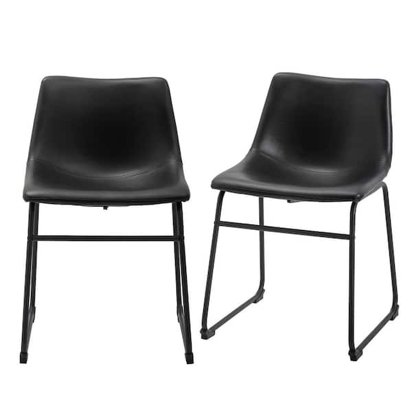 Dovelina Black Faux Leather Dining Accent Chair (Set of 2)