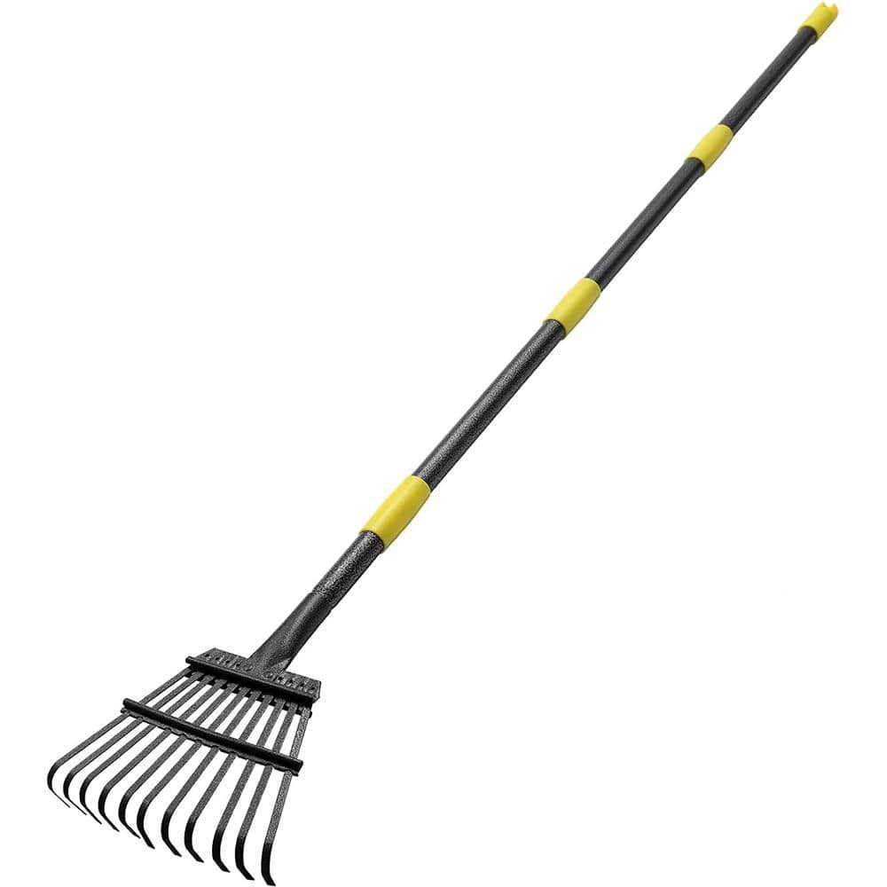 Heavy Duty 60 in. Adjustable Garden Rake-11 Metal Tines, Perfect for Lawn, 
