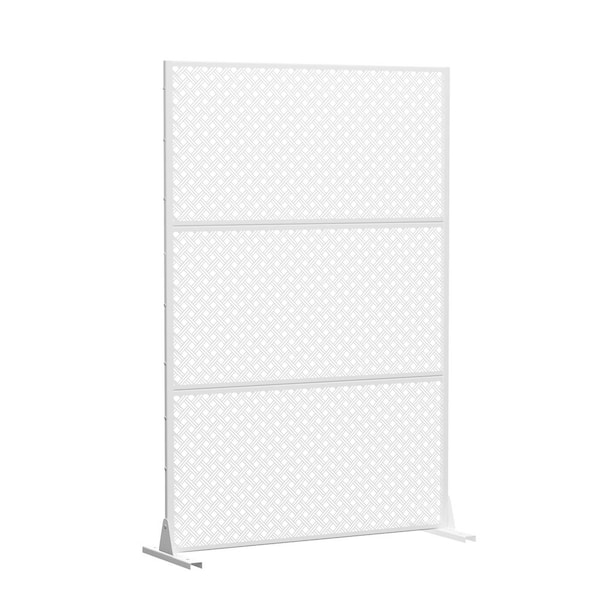 PexFix 72 in. x 47 in. Outdoor Galvanized Metal Woven Pattern Privacy Screen Garden Fence in White