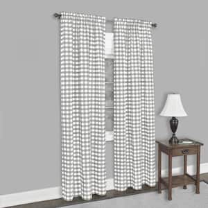 Buffalo Check 42 in. W x 95 in. L Polyester/Cotton Light Filtering Window Panel in Grey