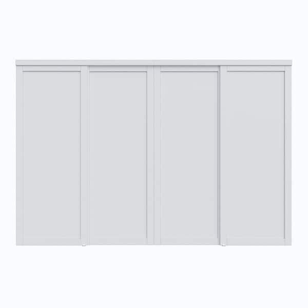 120 in. x 78.58 in. 1 Lite Paneled Blank White Primed Solid Core MDF Close Sliding Door with Hardware Kit