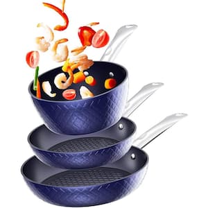 NutriChef 8 in. Ceramic Small Frying Pan in Blue NCFRYP8 - The Home Depot