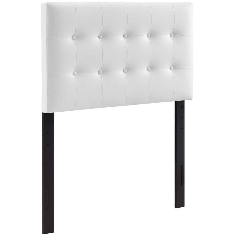 White Tufted Faux Leather Upholstered Twin Headboard