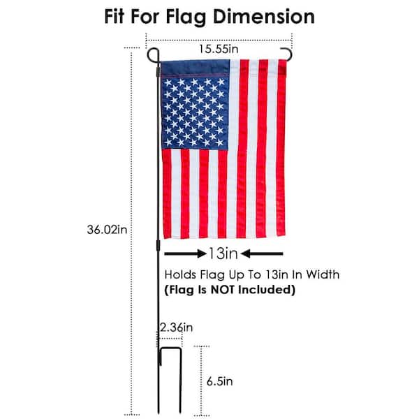 Garden Flag Stand Flagpole Weatherproof Wrought Iron Coated Yard Flag Party Banner Fits 11.8x17.7in Flag